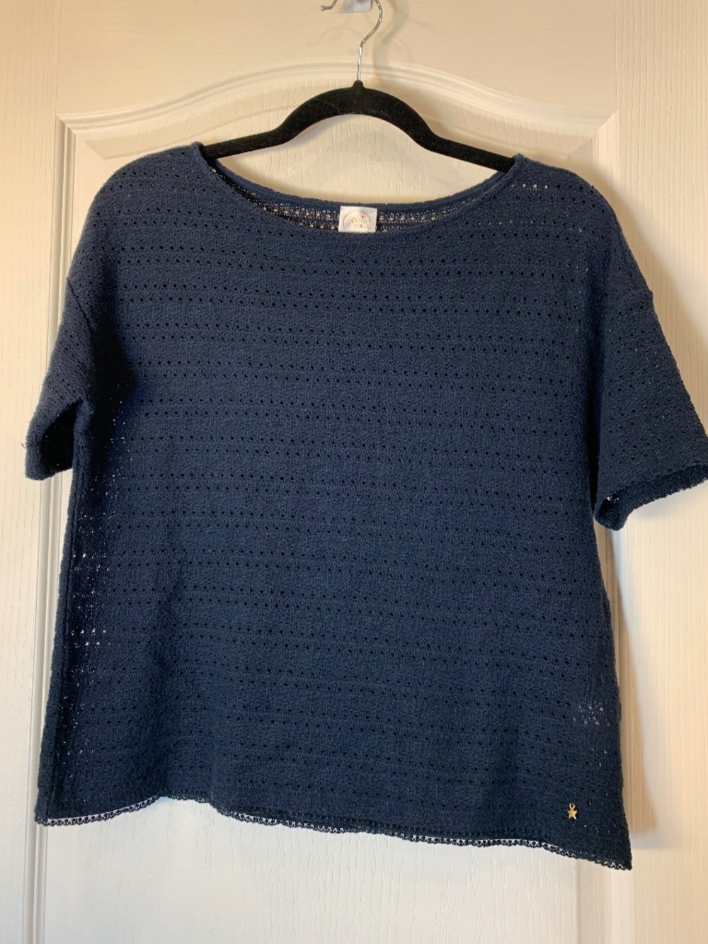 Des Petits Hauts Fantine Open‎ Knit Sweater Top T1 S/M Navy Blue French Design